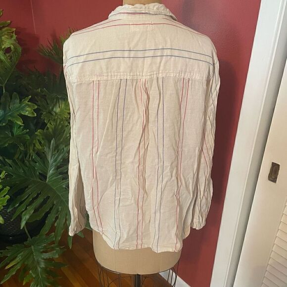 VELVET by GRAHAM & SPENCER | light weight striped casual button down L - Picture 6 of 9